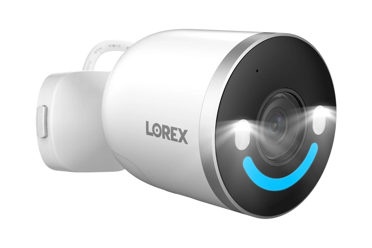 Lorex Caméra de sécurité Wi-Fi 6 intérieure/extérieure 4K avec projecteur et éclairage de sécurité intelligent blanc (32 Go) - Amazon