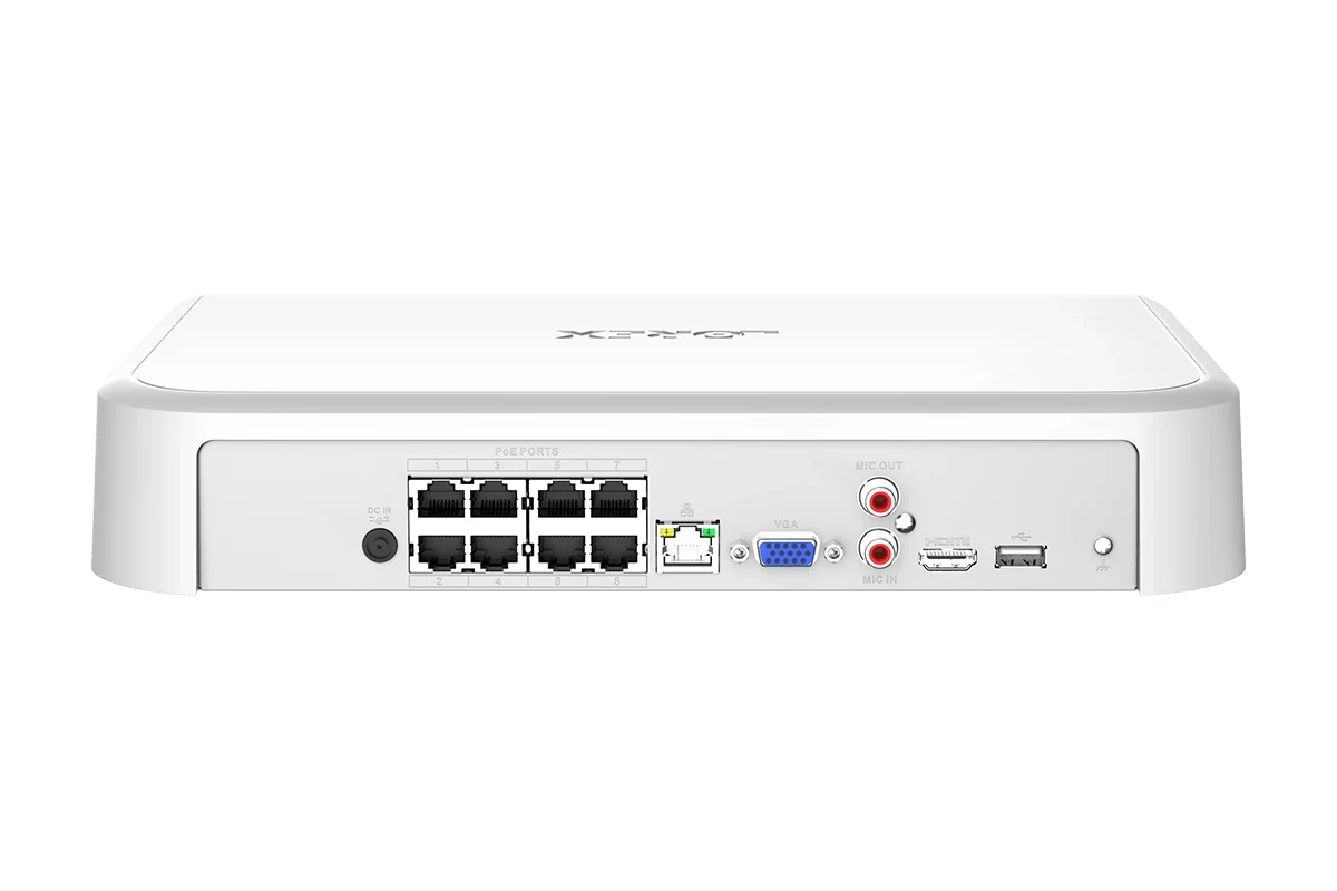 Sistema NVR cablato Lorex 4K Ultra HD per 16 telecamere (8 cablate + 8 Fusion Wi-Fi) da 2TB con 4 telecamere IP Smart Security Lighting