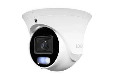 Telecamera turret PoE 2K+ Lorex Connect U3 con luci dissuasive rosse e blu