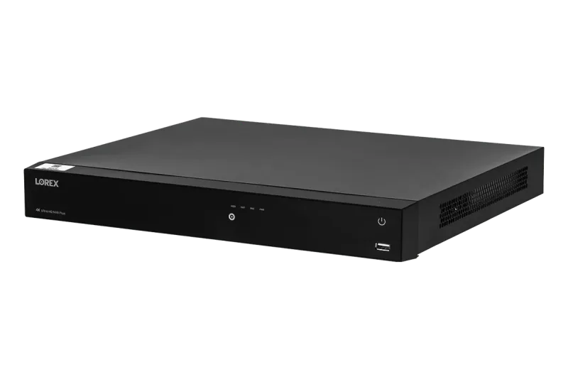 Lorex Fusion 4K(최대 16대 카메라 지원) 4TB 유선 NVR 시스템 및 IP 총알형 카메라 8대