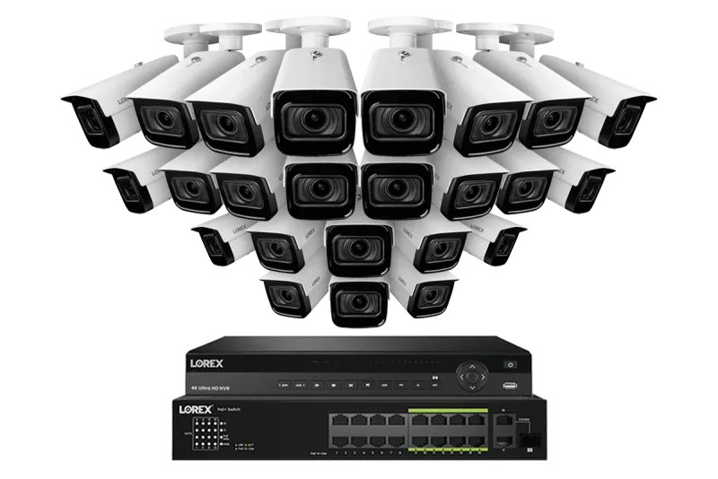 Lorex 4K (32 Camera Capable) 6TB Wired NVR System with Nocturnal 3 Smart IP Bullet Cameras Featuring Motorized Varifocal Lens and 30FPS Recording
