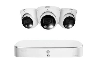 Sistema NVR Lorex Fusion 4K de 16 canales (8 cableados + 8 Wi-Fi) y 2TB, con 3 cámaras domo con disuasión inteligente y audio bidireccional - Amazon
