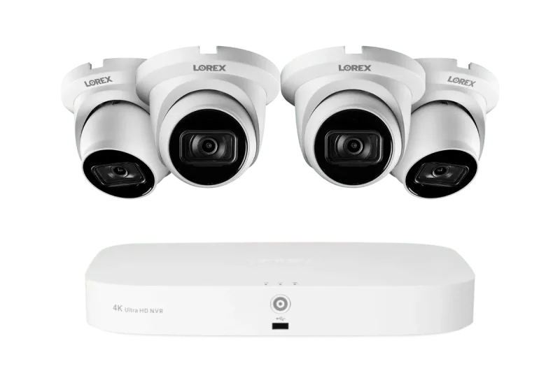 Lorex 4K 16-Camera Capable (8 Wired + 8 Fusion Wi-Fi) 2TB Wired NVR System with IP Dome Cameras featuring Listen-In Audio