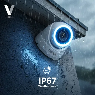 Telecamere turret PoE 4K Lorex Connect V5 con illuminazione di sicurezza intelligente a colori - Bianco/Nero