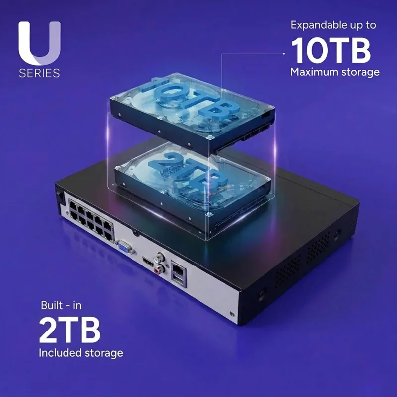Lorex Connect U -sarja 4K 8-kanavainen langallinen NVR-järjestelmä U3 4K PoE -tornikameroilla - 2TB