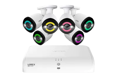 Sistema NVR cableado Lorex 4K+ 12MP para 16 cámaras (8 cableadas + 8 Fusion Wi-Fi) con 2TB y cámaras IP bullet H30