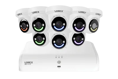 Lorex Classic 4K+ 12MP 16-kanavainen 2TB langallinen NVR-järjestelmä älykkäällä turvavalaistuksella varustetuilla kupolikameroilla