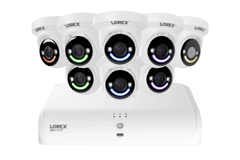 Lorex Classic 4K+ 12MP 16-kanavainen 2TB langallinen NVR-järjestelmä älykkäällä turvavalaistuksella varustetuilla kupolikameroilla