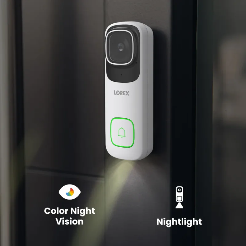 Lorex 4K kablet videodørklokke med 2K floodlight Wi-Fi-sikkerhedskamera