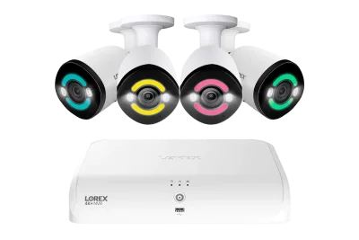 12MP Ultra HD와 스마트 보안 조명을 갖춘 4대의 Bullet IP 카메라 포함 Lorex 4K+ Fusion 유선 NVR 시스템