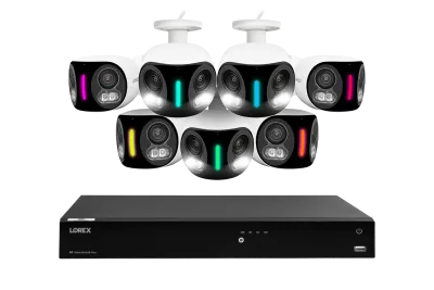 Lorex Fusion 系列 4K 可支援 16 部攝影機（有線或 Fusion Wi-Fi）4TB 有線 NVR 系統，配備七部 H20 IP 雙鏡頭攝影機 - Amazon