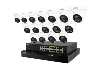 Lorex Connect X Series 4K 32-kanals kablet NVR-system med X3-tårnsikkerhedskameraer - 8TB