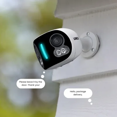 Lorex Kamera Keamanan Wi-Fi Dual Lens 4K dengan Pencahayaan Keamanan Pintar