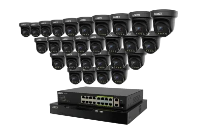 Lorex Connect X Series 4K 32-kanals kablet NVR-system med X3-tårnsikkerhedskameraer - 8TB