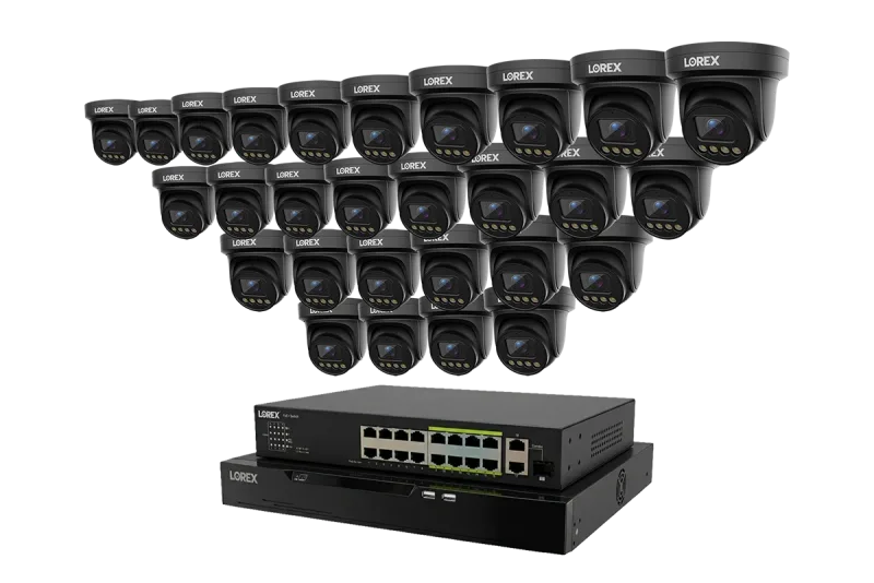 Lorex Connect X Series 4K 32-kanals kablet NVR-system med X3-tårnsikkerhedskameraer - 8TB