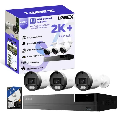 Lorex Connect (nowa aplikacja) | Seria U | 8-kanałowy system NVR 4K | 3 kamery tubowe
