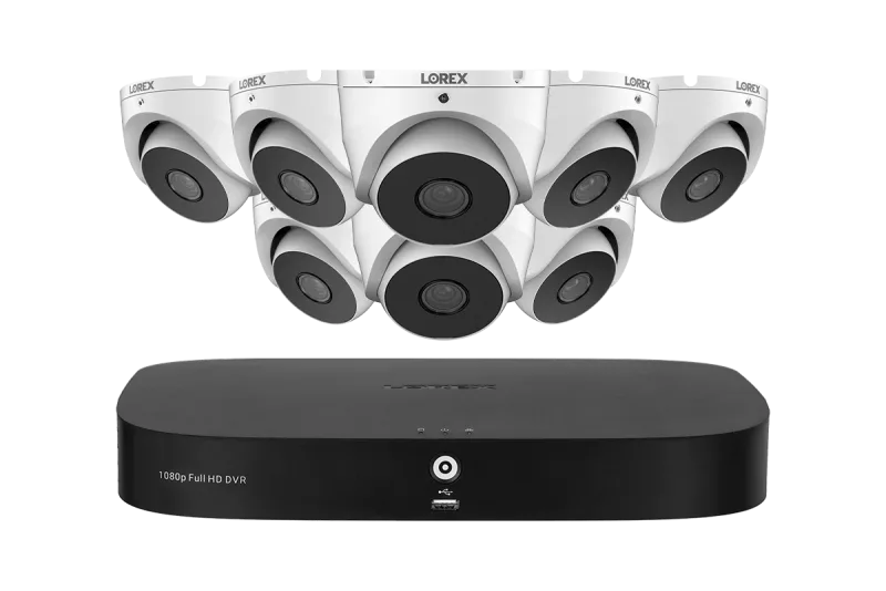 Lorex 1080p 8 Camera Capable 1TB Wired DVR System with 8 1080p HD CVI Turret Cameras