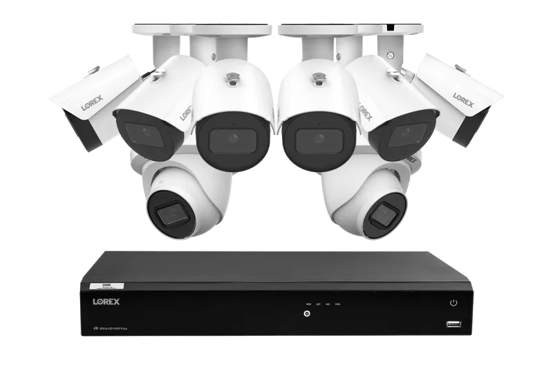 Lorex 4K Fusion 4TB Sistem NVR Berkabel dengan Enam Kamera IP Bullet 4K dan Dua Kamera IP Dome 4K
