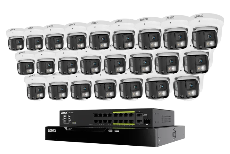 Lorex Connect X Series 4K 32-Channel Wired NVR System with X3 Dual-Lens Turret Camera - 8TB