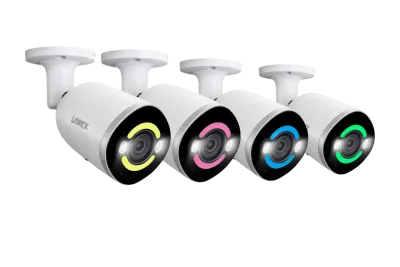 Lorex H15 Telecamere IP cablate PoE AI a proiettile 4K con illuminazione di sicurezza smart e deterrenza (confezione da 4, Open Box)