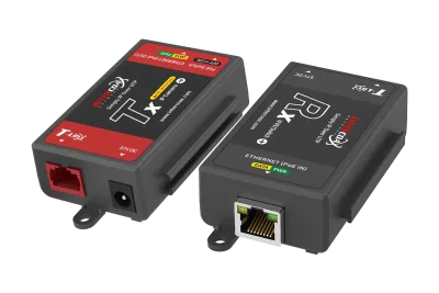 Enkeltport IP & PoE Cat5e-extendersæt (400 m/1300 ft end-to-end PoE-injektor)