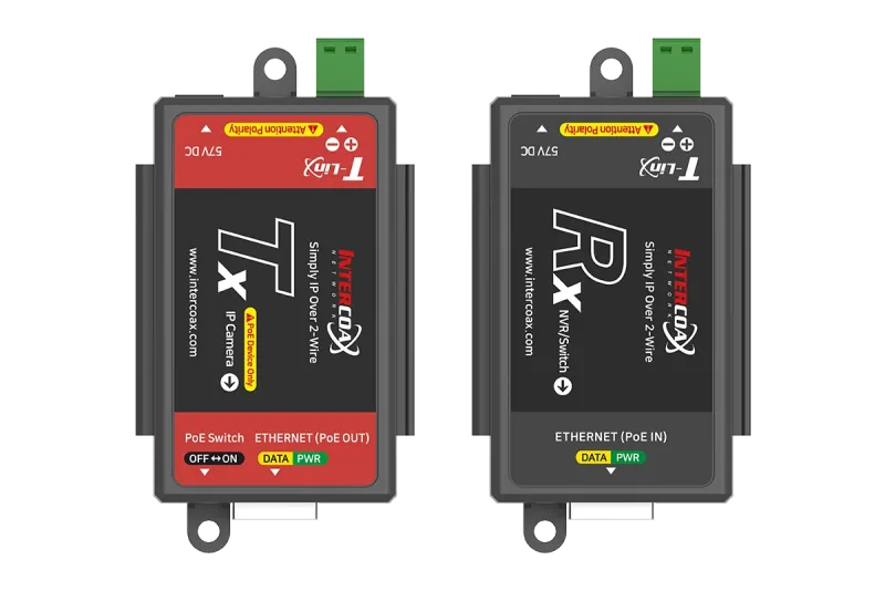 Single Port IP & PoE over 2-wire Set (300m/1000ft end-to-end converters)