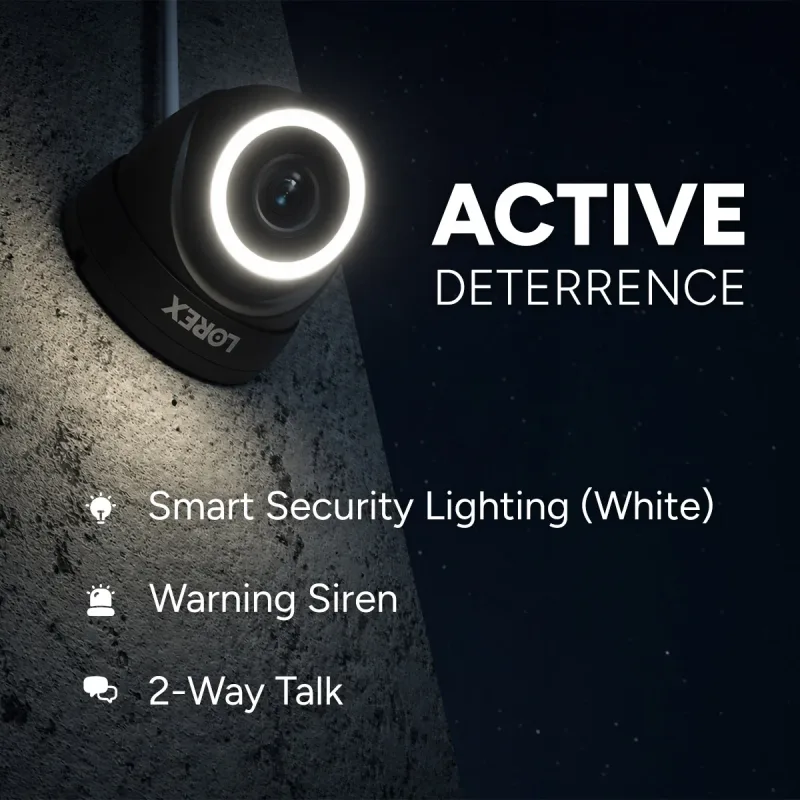 Telecamera a torretta PoE cablata 4K Lorex Connect V3 con illuminazione di sicurezza smart - Bianco/Nero