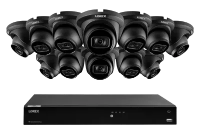Lorex Fusion 시리즈 4K 16 카메라 지원(유선 또는 Fusion Wi-Fi) 4TB 유선 NVR 시스템 + A14 IP Turret 카메라