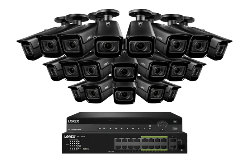 Lorex 4K (32 Camera Capable) 6TB Wired NVR System with Nocturnal 3 Smart IP Bullet Cameras Featuring Motorized Varifocal Lens and 30FPS Recording