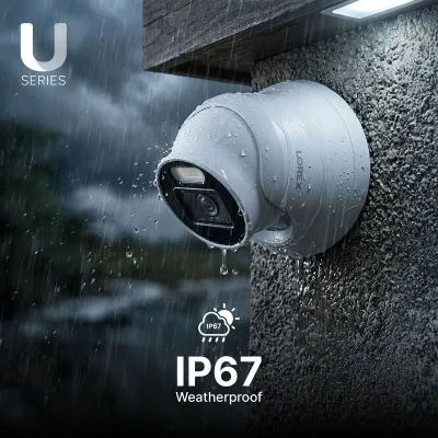 Telecamera turret PoE 2K+ Lorex Connect U3 con luci dissuasive rosse e blu