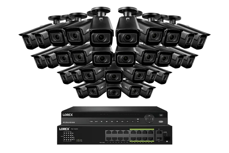 Lorex 4K (32 Camera Capable) 6TB Wired NVR System with Nocturnal 3 Smart IP Bullet Cameras Featuring Motorized Varifocal Lens and 30FPS Recording