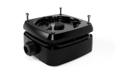 Caixa de junção quadrada para exterior com prensa-cabos para câmara turret e dome (metal)
