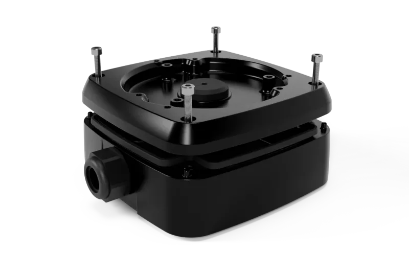 Caixa de junção quadrada para exterior com prensa-cabos para câmara turret e dome (metal)