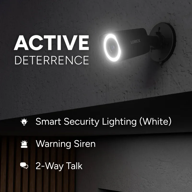 Lorex Connect V3 4K kablet PoE-bulletkamera med smart sikkerhedsbelysning - hvid/sort