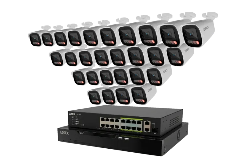 Lorex Connect X Series 4K 32-kanals kablet NVR-system med X5 bullet-overvågningskameraer - 8TB