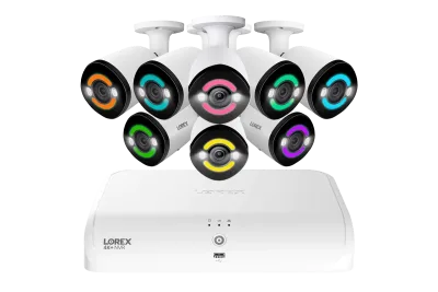 Sistema NVR cableado Lorex 4K+ 12MP para 16 cámaras (8 cableadas + 8 Fusion Wi-Fi) con 2TB y cámaras IP bullet H30