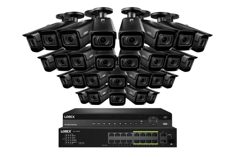 Lorex 4K (32 Camera Capable) 6TB Wired NVR System with Nocturnal 3 Smart IP Bullet Cameras Featuring Motorized Varifocal Lens and 30FPS Recording