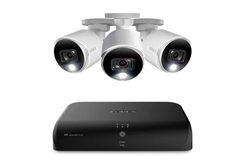 Lorex 4K 8 頻道 2TB DVR 系統連 3 部類比主動阻嚇攝影機 - Amazon