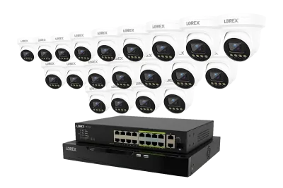 Lorex Connect X Series 4K 32-kanals kablet NVR-system med X3-tårnsikkerhedskameraer - 8TB