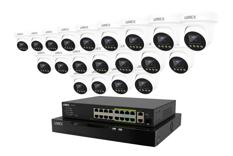 Lorex Connect X Series 4K 32-kanals kablet NVR-system med X3-tårnsikkerhedskameraer - 8TB