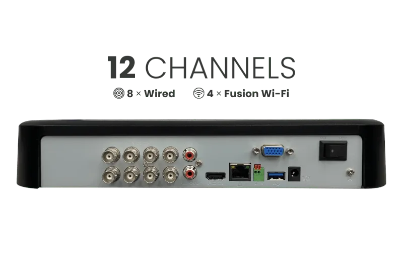 Lorex Fusion 4K 12 頻道（8 有線及 4 Wi-Fi）2TB 有線 DVR 系統連 4 部智能阻嚇攝影機