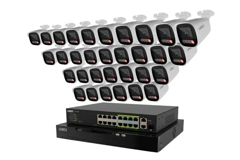 Lorex Connect X Series 4K 32-kanals kablet NVR-system med X5 bullet-overvågningskameraer - 8TB