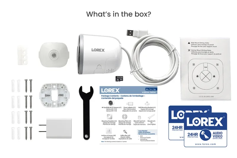 Cámara de seguridad Wi-Fi 6 Lorex 4K con foco para interior/exterior y iluminación de seguridad inteligente