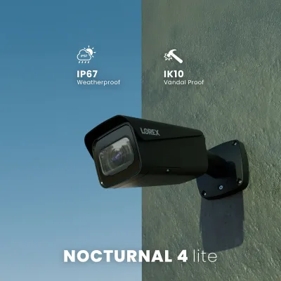 Nocturnal Series N4 Lite 4K IP trådbunden bullet-säkerhetskamera med motoriserad varifokal lins, realtidsinspelning i 30FPS och IK10 vandalsäker