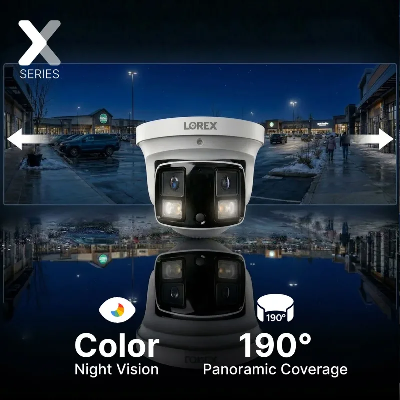 Telecamera Turret Lorex Connect X3 4K a doppio obiettivo con copertura panoramica a 190°