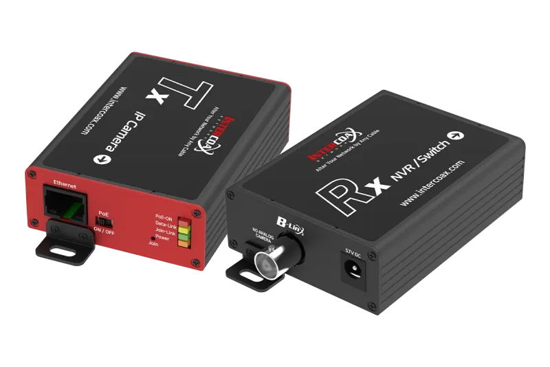 Professional Single Port IP & PoE over Coax Set (1200m/4000ft end-to-end converters)