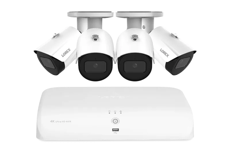 Lorex Fusion NVR with 4 IP Bullet Cameras - 4K 16-Channel 2TB Wired System