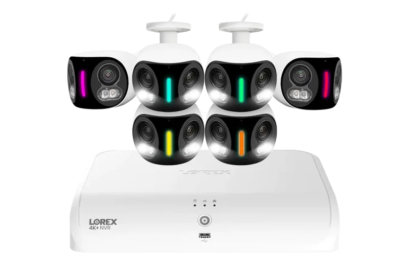 Lorex Fusion Series 4K+ 16-kanaligt (8 trådbundna + 8 Fusion Wi-Fi) 2TB trådbundet system med H20 trådbundna 4K IP-kameror med dubbla linser