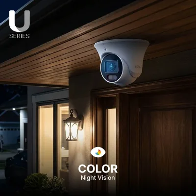 Telecamera turret PoE 2K+ Lorex Connect U3 con luci dissuasive rosse e blu