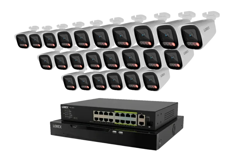 Lorex Connect X Series 4K 32-kanals kablet NVR-system med X5 bullet-overvågningskameraer - 8TB